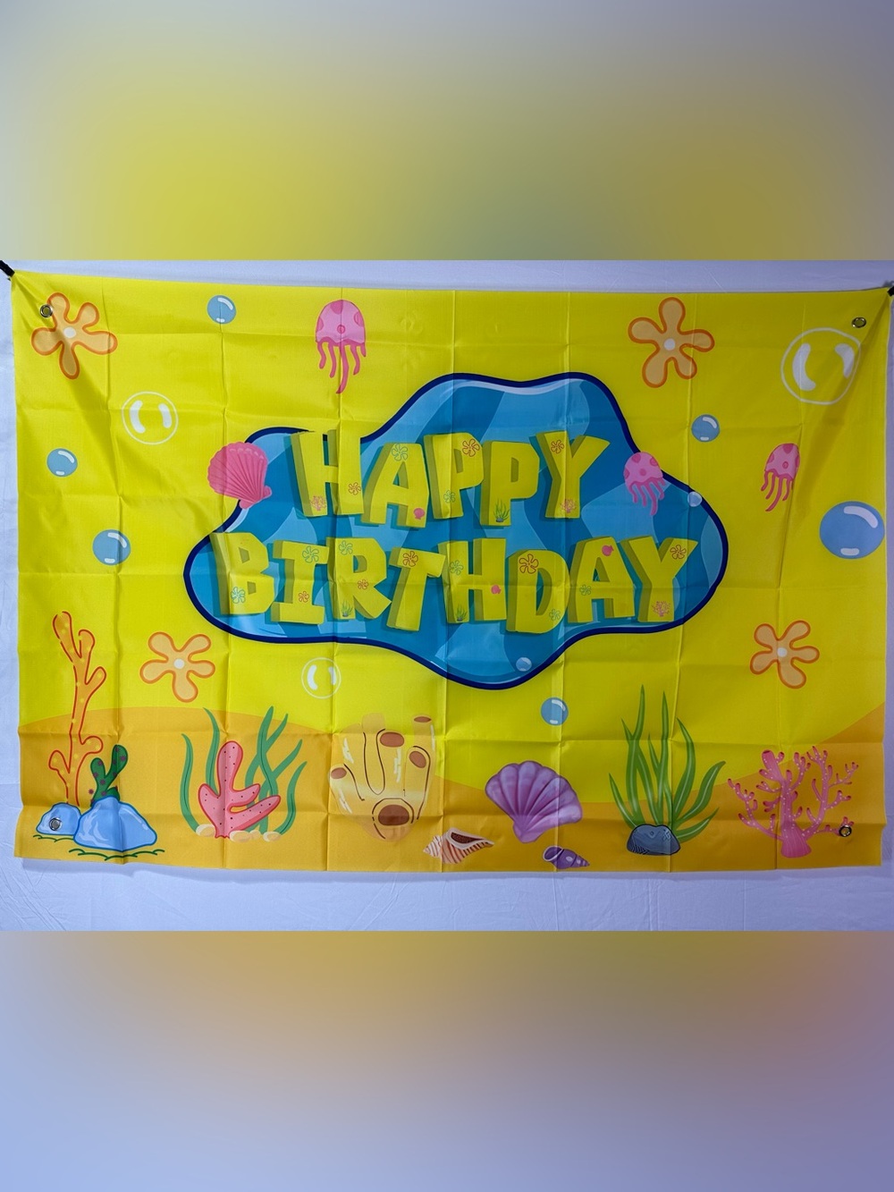 SpongeBob Theme Birthday Backdrop Banner 5x3Ft.